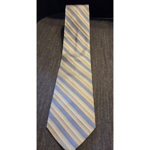 Platinum Designs Hand Made 100% Silk Men's Neck Tie Blue Platinum Copper Stripe